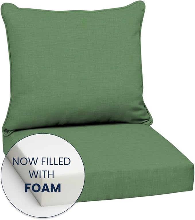Arden 24x24 Outdoor Deep Seat Cushion Set – Fade-Resistant, Weather-Resistant Outdoor Patio Replacement Cushions Bright Moss Green Leala