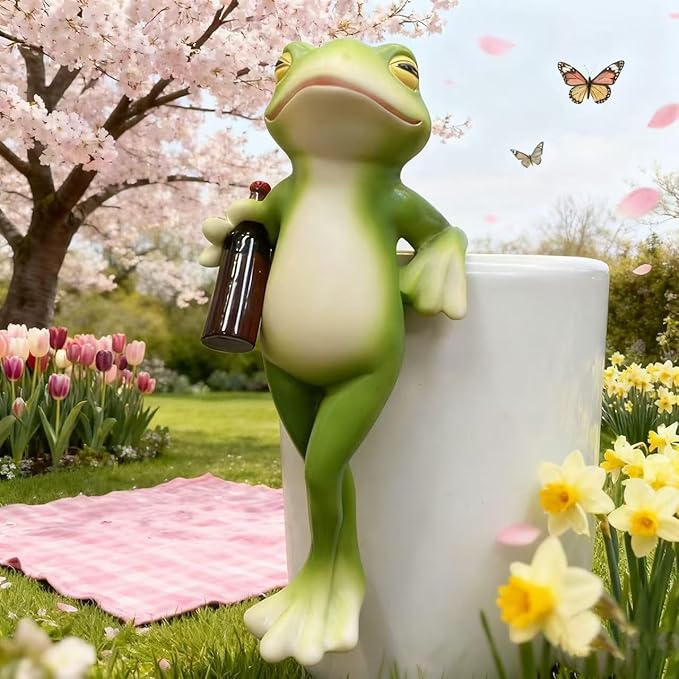 Miniature Frog Figurines Planter Decoration for Pots, Cute Frog Statue Outdoor Fairy Garden Decor for Planters Flower Yard Lawn Birthday Gifts for Women