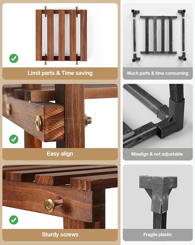 Wood Indoor Plant Stand for Multiple Plants , Narrow Plant Shelf Floor Flower Stand Holder Rack in Living Room,Balcony,Patio,Garden,Office,Outdoor, 6 Tiered, Space Saver