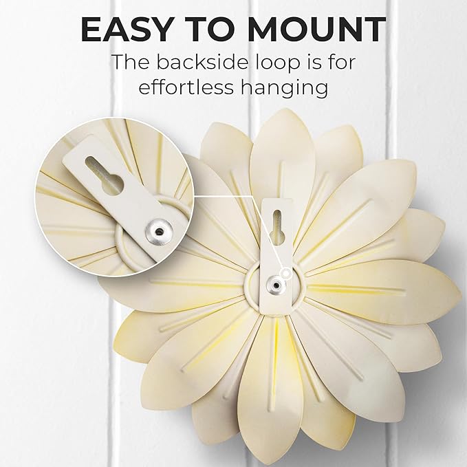 Everydecor Succulent Metal Flowers Wall Decor – Yellow, Hand Painted, 3D Flower Art Decoration for Living Room, Bedroom, Kitchen, Bathroom - Floral Decor for Indoor & Outdoor Use