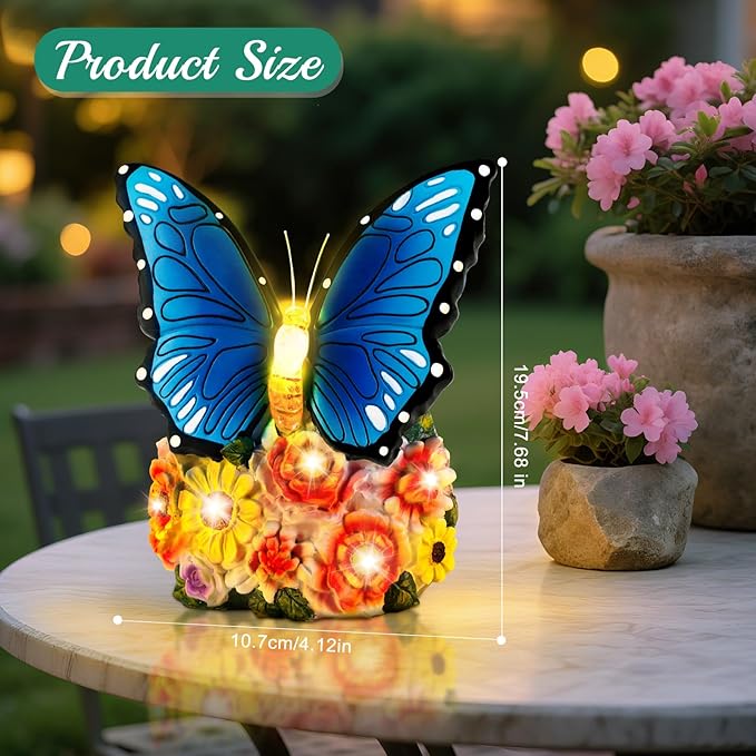 Linkax Butterfly Gifts for Women Mom Grandma Sister, Grandma Christmas Gifts, Butterfly Statue Solar Lights Outdoor Garden Decor for Outside Yard Patio Balcony Front Porch Home Decorations Ornaments