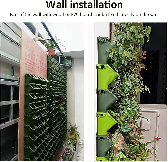 Vertical Wall Planter,Stacking Planters for Outdoor Plants,Garden Self Watering Wall-Mounted Planter,Indoor Outdoor Living Wall Planter Hanging Planter,Plant Flower Pot Holder Green Herb Wall Decor