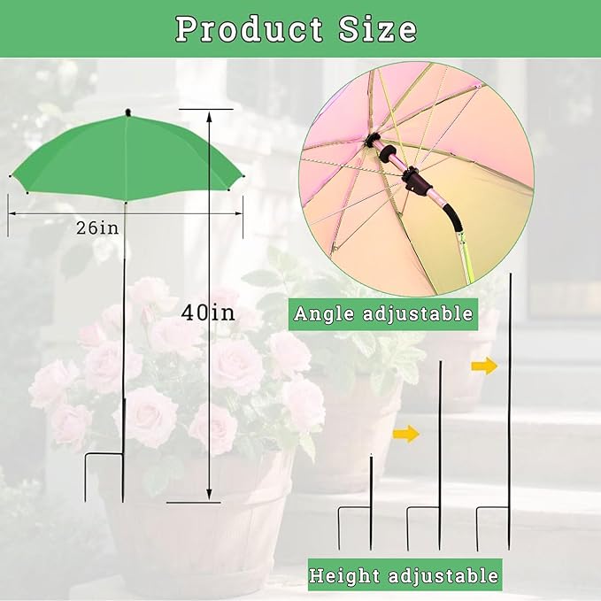 Upgraded Plant Umbrella Shade Cover for Outdoor Plants, 26" Larger Garden Plant Umbrella Shade with Adjustable Height & Angle,40'' Sun Shade for Plants, Potted Plant, Garden Beds