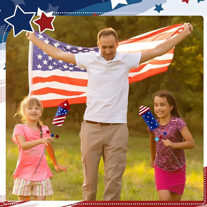 Pickmesh 6 Pcs 12" H Patriotic Metal Yard Sign Patriotic Fireworks Garden Stake 250th Anniversary USA Flag American Yard Sign for Memorial Day Outdoor Decor 4th of July Independence Day Decoration