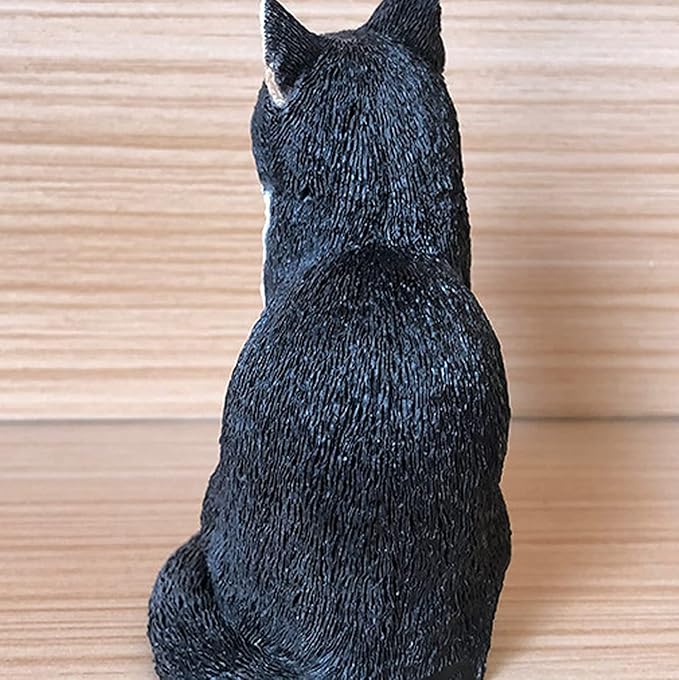 Outdoor Garden Decorations, Resin Statue of Cute Cat for Patio, Yard, Pathway, 6 Pieces (Black)
