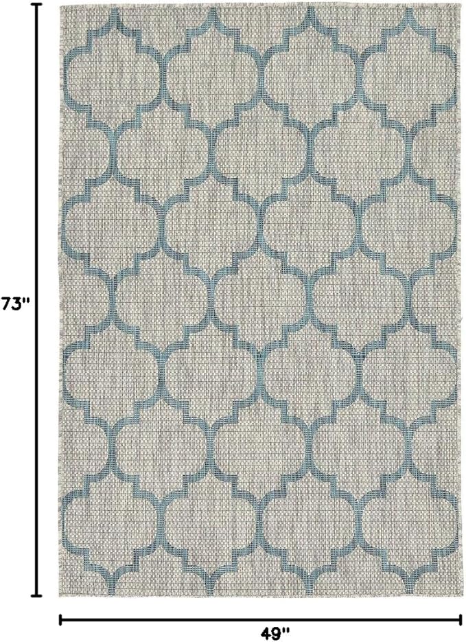 Unique Loom Outdoor Trellis Collection Area Rug (4' 1" x 6' 1" Rectangle, Gray/ Ivory)