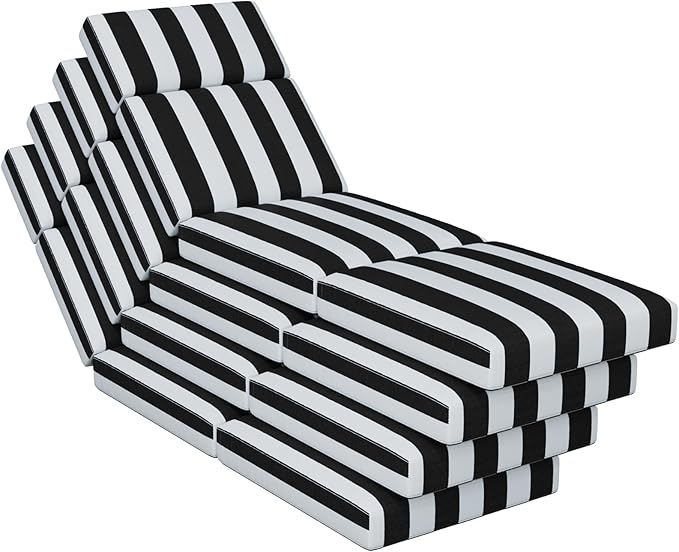 4 Pcs Chaise Lounge Cushions Outdoor, 72 x 21 x 4 Inch Lounge Chair Cushions for Outdoor Furniture - Waterproof Lounge Patio Replacement Cushion, 4In Fade-Resistant ThickPatio Chaise Lounge Cushion