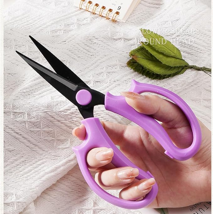 Garden Pruning Shears Scissors with Comfort Grip Handle, Premium Steel Professional Floral Scissors, Perfect for Arranging Flowers, Pruning, Trimming Plants, Gardening Tool (Pointed pink)