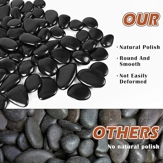 Black Pebbles for Indoor Plants 3.5 LB Small River Rocks 1"-1.5" Polished Decorative Stones Smooth Aquarium Gravel for Fish Tank Vases Planters Outdoor Landscaping Garden (56oz)
