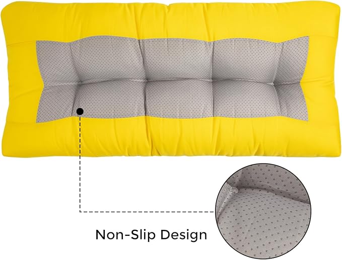 FUNHOME Outdoor Bench Cushion 45 x18 inch with Non-Slip Grips,Water Resistant Porch Swing Cushion,Bench Pillow Pads,Tufted Cushions for Patio Garden Furniture,45" Seat Cushions(Yellow)