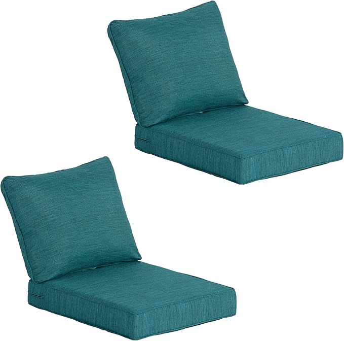 24"x27.5" Outdoor Deep Seat Patio Cushions Set of 2, Deep Seat Bottom Resilient Foam Filling Water-Resistant Stain-Resistant UV Resistant Weather Resistant with YKK Zippers, Malachite