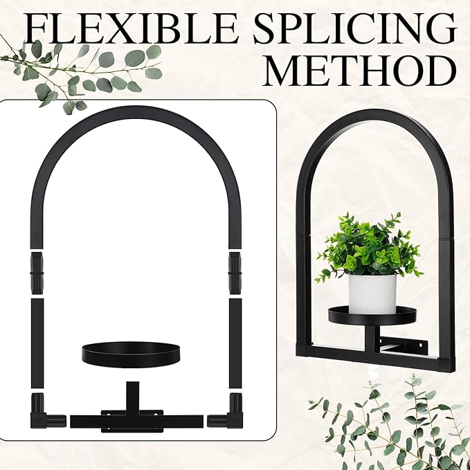 4 Pcs Wall Plant Holder Wall Planters for Indoor Plants Metal Window Planters Shelves Picture Frame for Indoor Outdoor Living Room Balcony Garden (Arch Style)