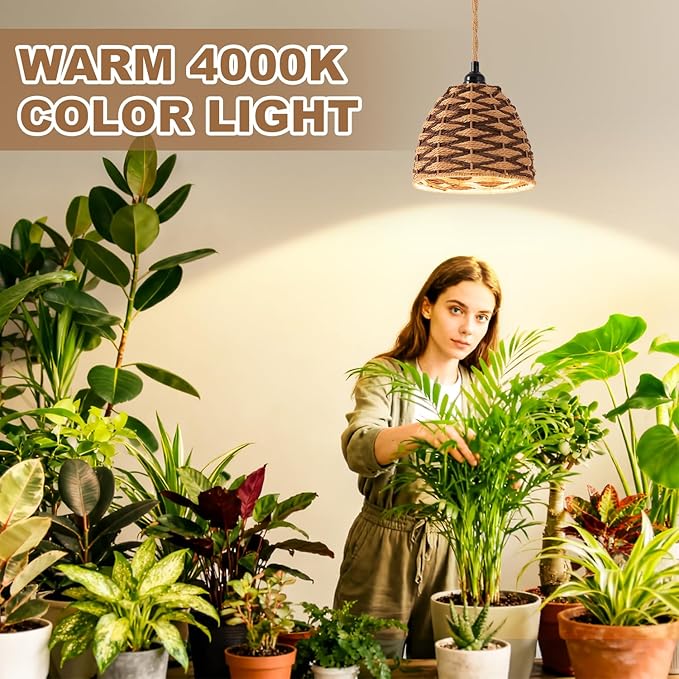 Hanging Indoor Plant Pendant Light 30W, Full Spectrum Growth Light, with Timer Hanging, Equipped with 15FT Power Cord, Pendant led Plant Lights， Garden, Flowers（4000k）