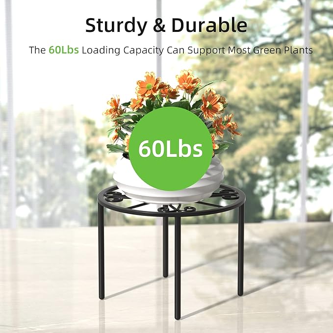 Plant Stand 1 PCS-10.2 IN Flower Pot Stand Plant Rack for Indoor and Outdoor Courtyard Gardens Black