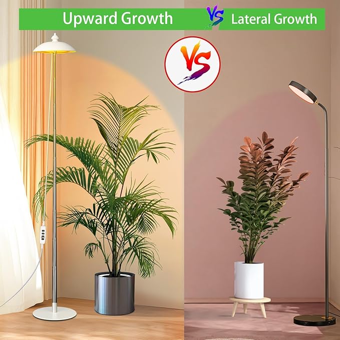 LED Floor Grow Lights for Indoor Plants, Corner Stand Full Spectrum Plant Growing Lamp, 10 Dimmable Levels Auto 3/6/9/12H Timer Grow Light, Height Adjustable for Large Tall Plants (Have Base)