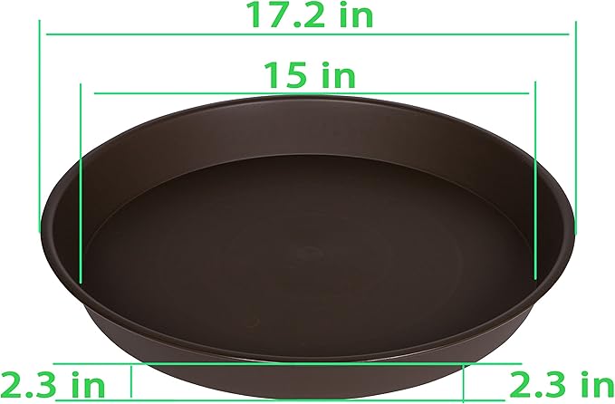 2 Pack of 16 17 inch Tray, Large Plant Saucer, Bird Baths Tray, Deep Durable Bird Bath Bowls only, Birdbaths for The Garden, Flower Pot Saucers Round (Chocolate Brown)