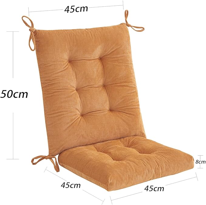 Outdoor Patio Cushion, Rocking Chair Cushion, Tufted Pads, Set of Upper and Lower with Ties Pack of 2 (2 Sets) - Back 20"×17", Seat 17"×17" (Khaki)