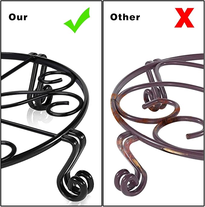 Brown Plant Stand for Flower Pot Heavy Duty Potted Holder Indoor Outdoor Metal Rustproof Iron Garden Container Round Supports Rack for Planter Bronze, Pumpkin Stand Outdoor