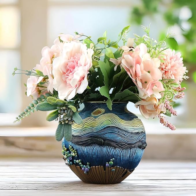 Starry Night Vase Plant Pot Unique Planters for Indoor Plants and Outdoor Plants - Unique Plant Pots and Vases for Home Decor Pot Comes with a Drainage Hole