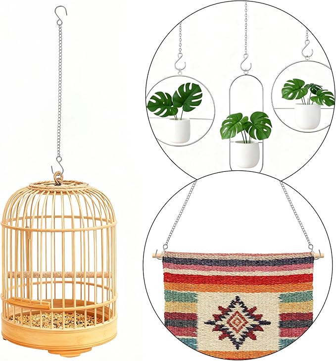 10 PCS Chain for Hanging Plants, 9.84 Inch Long Silver Planter Hanging Chain Small Hang Basket Chains Kits with S Hooks for Hang Bird Feeders Planters Lanterns Wind Chimes Ornaments