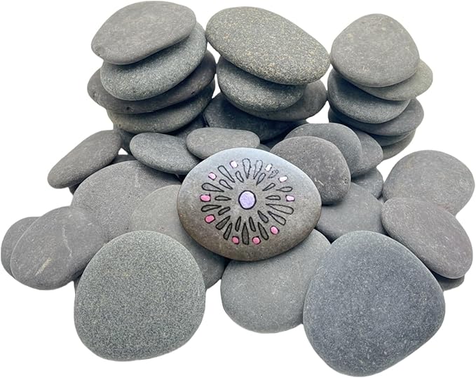 60 PCS Rocks for Painting, 1.5"-3.0" Flat DIY Painting Rocks, Medium & Small Smooth Rocks for Crafts, Arts,Decoration, Kindness Rocks Hand Picked for Painting
