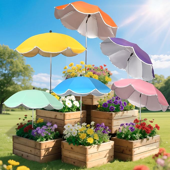 6 Pack Plant Umbrellas for Outdoor Plants, Large Upgraded Plant Shade Umbrella with Adjustable Angle, Sun Shade Cover to Defend Plants From Blazing Sun