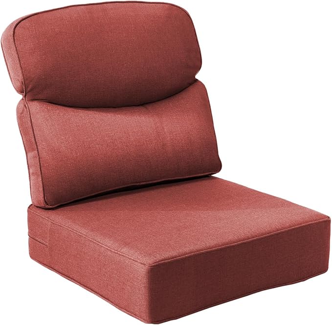 Luxury 6-Inch Outdoor Chair Cushions - 24"* 24" Patio Furniture Cushions with Dual Layer Back Support & Removable Cover, 28D High Density Sponge Patio Cushion for Outdoor Furniture Couch Red