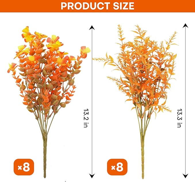 16 Bundles Artificial Mums for Outdoors Garden Home Decoration Fake Mums 2 Style Faux Silk Daisy for Outside Planter Front Porch Patio Indoor Home Wedding Garden Porch Window Box Planter Decoration