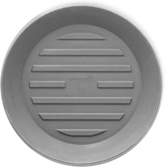 Crescent Garden Universal Round Planter Saucer, Durable Drainage Dish for Plant Pots, Heavy-Duty Plant Dishes Saucer, Indoor & Outdoor Plant Trays - Ash (8.5 inch Inner, 11 inch Outer Diameter)