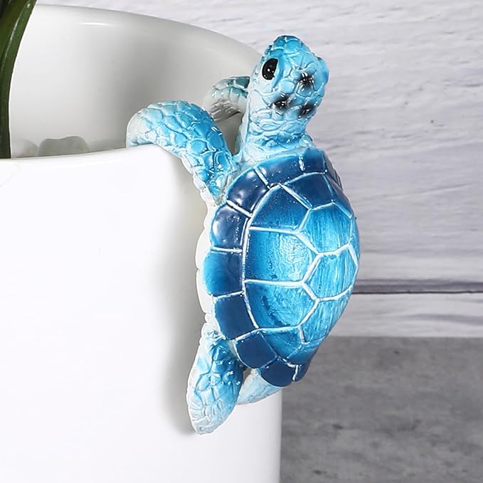 Sea Turtle Figurines Plant Decorations for Pots, Tortoise Plant Pot Decor, Hanging Resin Turtle Decor Planter Decorations for Bonsai Succulents Aquariums, Creative Gifts for Plant Lovers