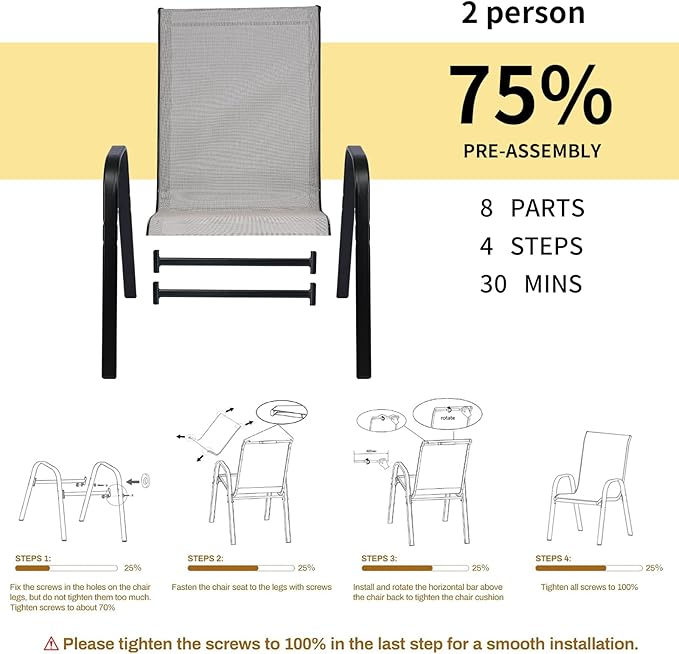 Stackable Outdoor Patio Dining Chairs with Backrest/Armrests for Lawn Garden Balcony Deck Camping-Set of 2 Or 4 (4, Gray)