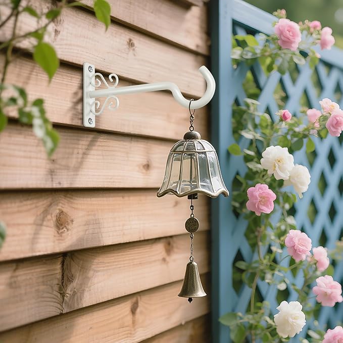 BOLITE Plant Hangers, 6 Inch Hanging Plant Brackets Outdoor or Indoor, Wall Hooks for Hanging Hummingbird Feeders, Bird Feeders, Planters, Lantern, Wind Chime, 2 Pack, Retro White, Gifts for Women Men
