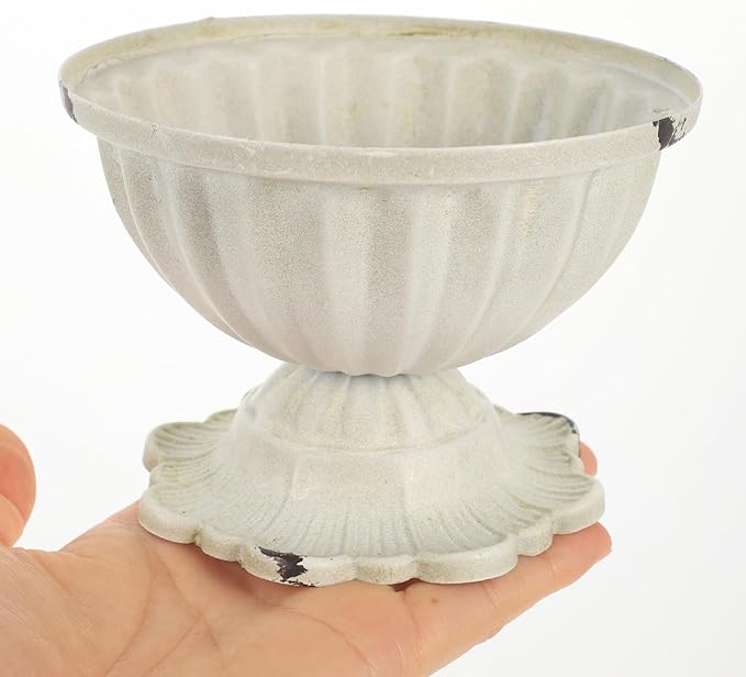 Kichvoe Retro Metal Flower Vase 4.4X4.4X3.14 Inch Small Iron Planter for Wedding Centerpiece Home Office Tabletop Decoration Rustic Style