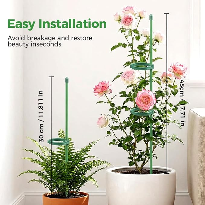 Plant Stakes for Indoor Plants, Adjustable Plant Support Sticks with Clips & Plant Ties, Indoor Outdoor Garden Poles for Monstera Tomato Orchid Rose Potted Flowers Vegetables (17 inch 5pcs)
