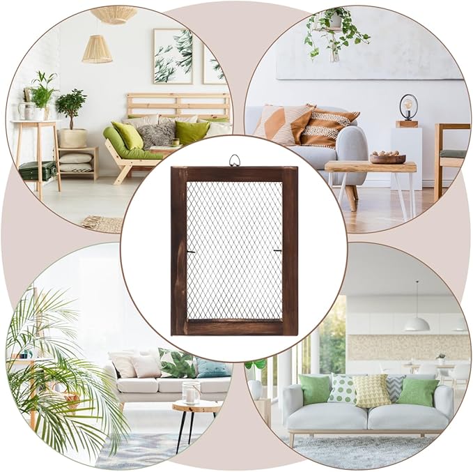 Wall Mounted Fern Hanging Board with Wire Mesh Frame Air Plant Holder Indoor Outdoor Vertical Planter for Space-Saving Garden Decor