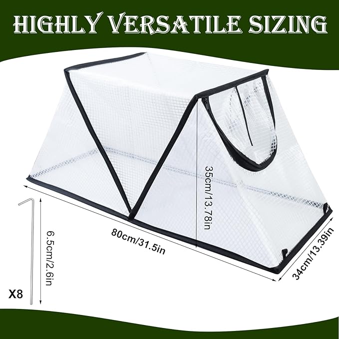 Garden Row Accelerator Plants Cover, Foldable Raised Garden Bed Cover with Zipper Door Waterproof Small Greenhouse Plant Cage Guard Protector for Vegetable Flower Fruits from Animals,31×13×14In