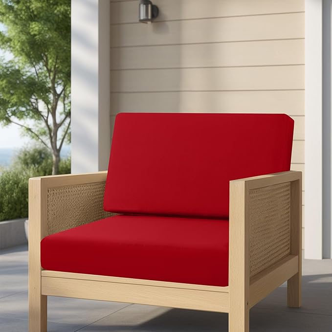 idee-home Outdoor Cushions for Patio Furniture, Outdoor Seat Cushion, Waterproof Hampton Bay Deep Seat Replacement Couch Chair Cushions for Garden Lawn Backyard Deck, Red 28.5 x 28.5