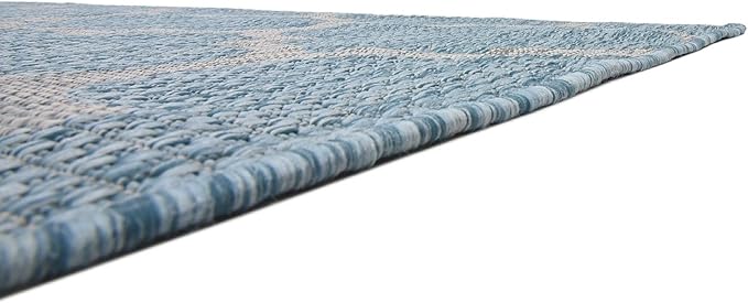 Unique Loom Outdoor Trellis Collection Area Rug (9' x 12' Rectangle, Aquamarine/ Gray)