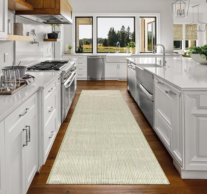 Keen Home Design Terrace Outdoor Runner Rug - 26"x119" Washable Indoor/Outdoor Rug for Patio, Kitchen, Balcony, Beach, Garden, Deck and Porch, Size: 2'2" x 9'11", Solid Green