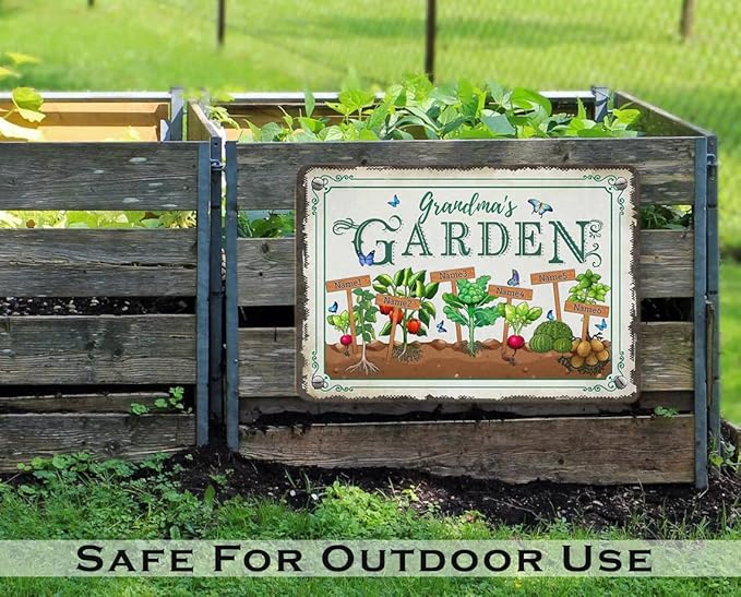 Custom Metal Signs with Name Made in USA Personalized Vintage Garden Sign Waterproof Vintage Decorative Metal Print for Wall Decor Customized Home Garden Ideas Gifts Artwork Prints for Yard Ourdoor