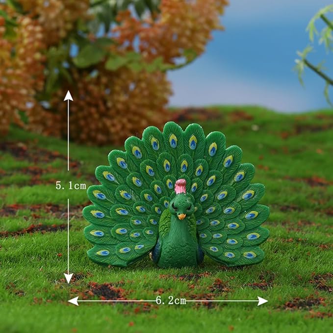 7 PCS Mini Resin Peacock, Fairy Garden Accessories, Miniature Figurines, Micro Landscape Ornaments