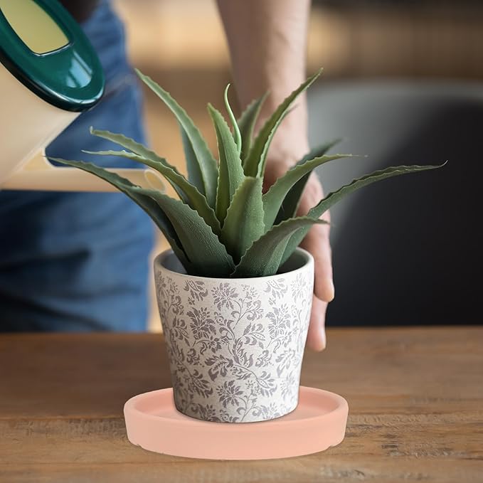 3 Pack Planter Saucers - Ceramic Plant Tray Flower Pot Drip Trays Round Apply to Outdoor/Garden (4/5/6inch, Turquoise)