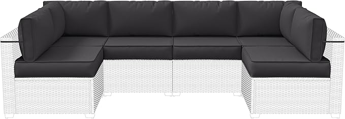 14-Piece Outdoor Cushions for Patio Furniture Thick Outdoor Chair Cushions 5" Foam High-Density Water-Resistant Deep Seat Cushion for 6-Seat Sectional Sets Liner&Cover Grey