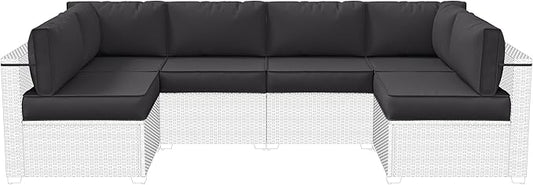14-Piece Outdoor Cushions for Patio Furniture Thick Outdoor Chair Cushions 5" Foam High-Density Water-Resistant Deep Seat Cushion for 6-Seat Sectional Sets Liner&Cover Grey