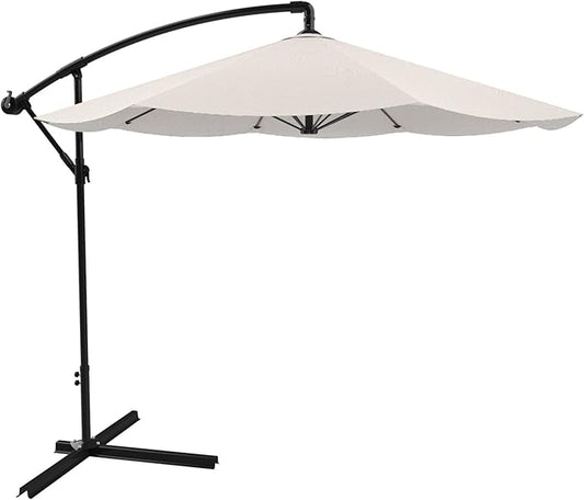 10 Ft Offset Cantilever Patio Umbrella - Fade-Resistant Shade Umbrella Outdoor Patio Canopy with Cross Base for Garden, Lawn, Deck, Yard or Pool by Pure Garden (Cream)