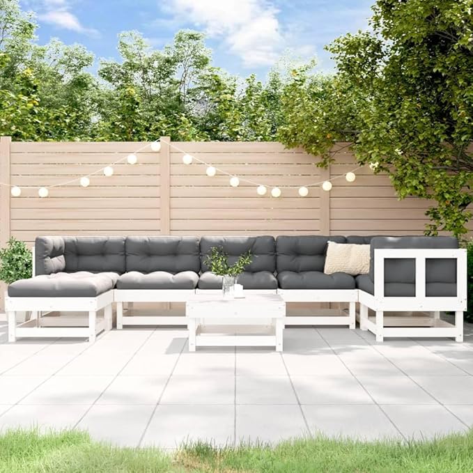 Garden Lounge Set White, Anthracite Outdoor Patio Set Garden Seating Ensemble for Pond Outdoor