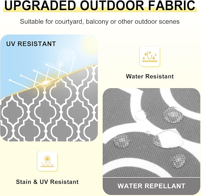 downluxe Outdoor Chair Cushions Set of 4 for Patio Furniture, Water-Resistant Patio Chair Cushions with Ties, High Density Foam Outdoor Seat Cushion, 17" X 16" X 2", Grey Gourd