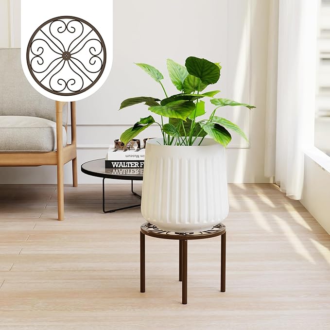 Plant Stand Plant Holder - 7.9 x 7.9 x 5.9 inches Flower Stand for Garden Courtyard, Heavy Duty Plant Rack for Multiple Plant Indoor or Outdoor.Brown