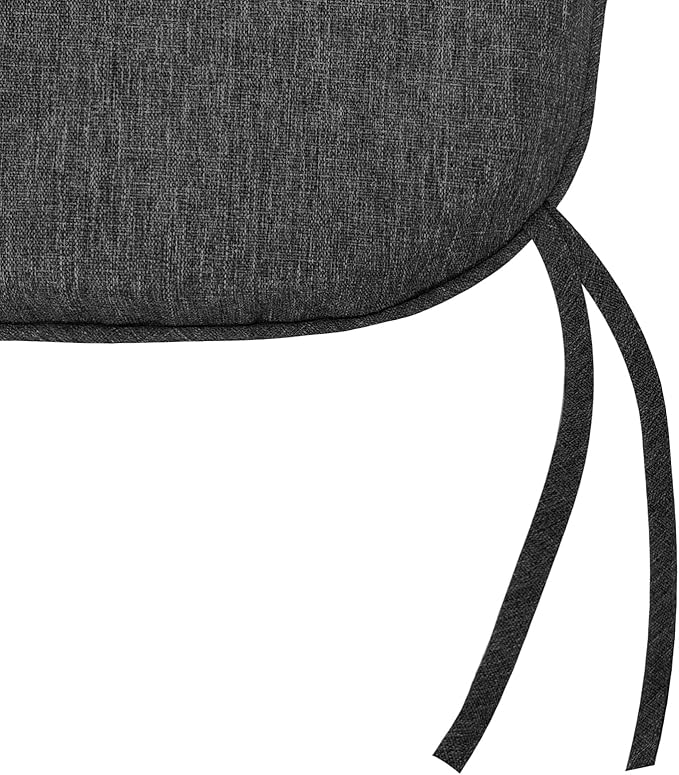 SleepMan Outdoor 17"x16" Chair Cushions with Ties Set of 8, Water Resistant All Weather U-Shape Seat Pads for Patio Garden Furniture Indoor Fade Resistant Patio Cushions (Dark Grey)