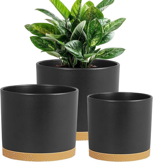 Large Plant Pots Set of 3 – 8", 9", 10" Indoor Flower Pots with Drainage Holes and Saucers, Big Planters for Monstera, Fiddle Leaf Fig, Snake Plant – 5 Colors